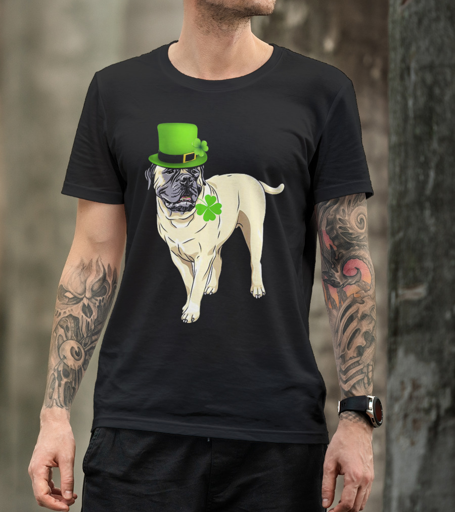 St Patricks Day BullMastiff Dog Irish Shamrock Hat T-Shirt