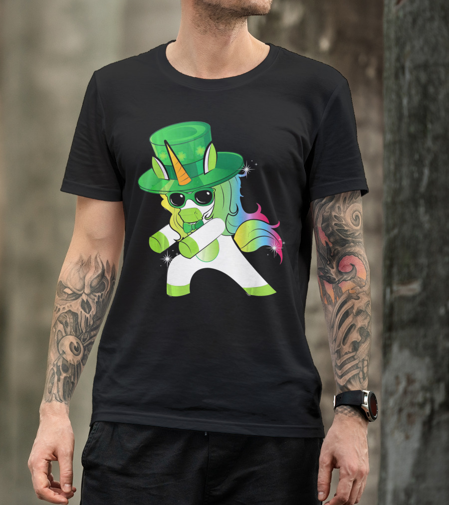 Flossing Unicorn St. Patrick's Day Rainbow Dance T-Shirt