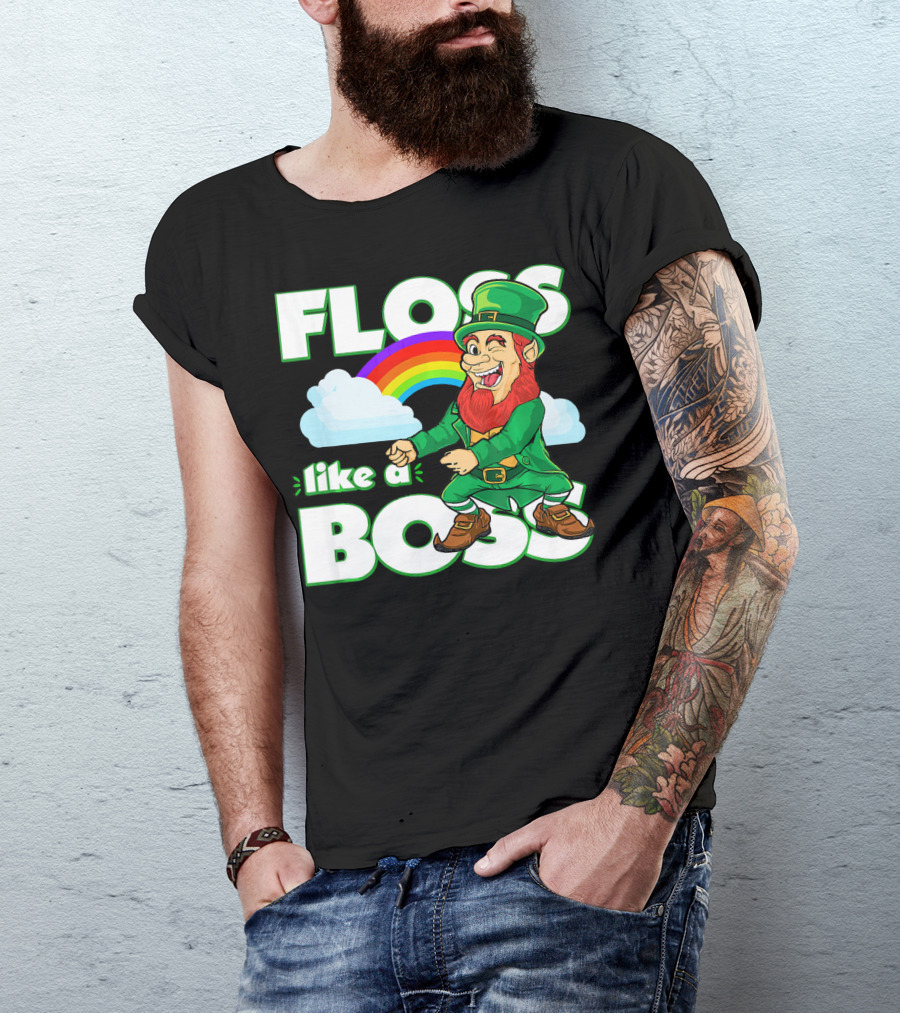 Floss Like A Boss St. Patricks Leprechaun Rainbow T-Shirt