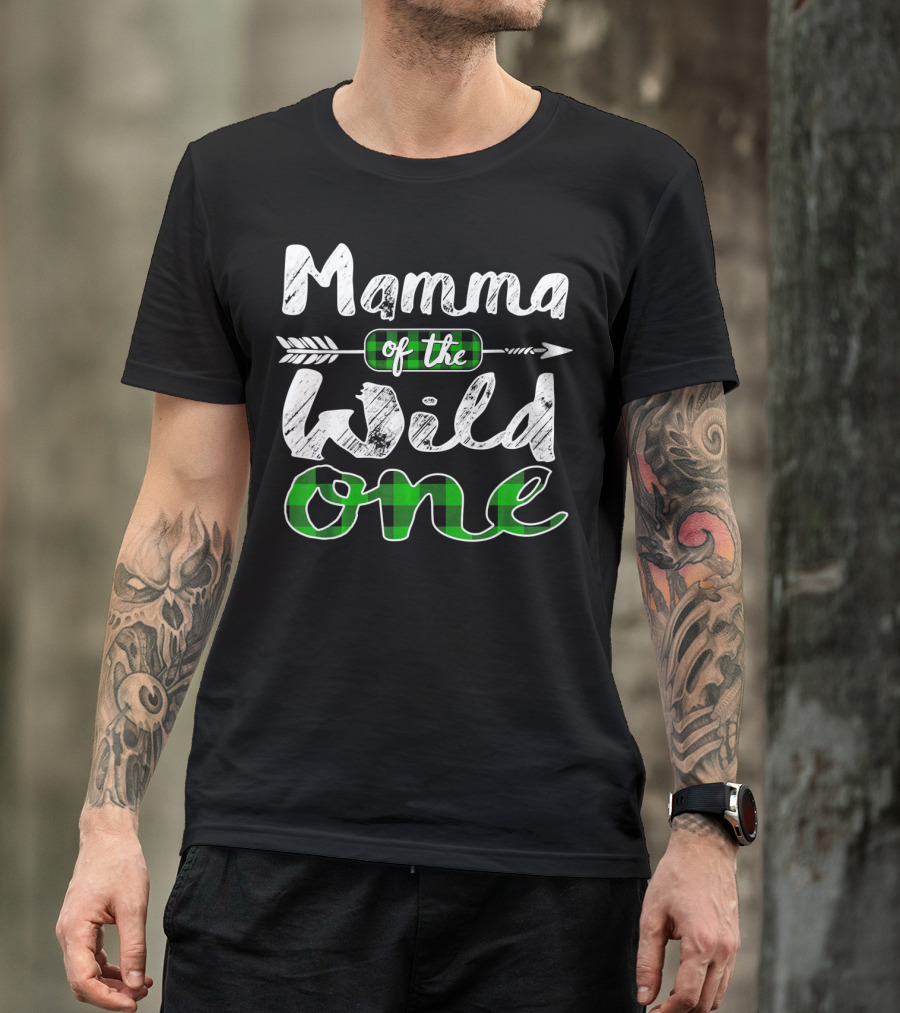 Mamma Of The Wild One Arrow Plaid T-Shirt