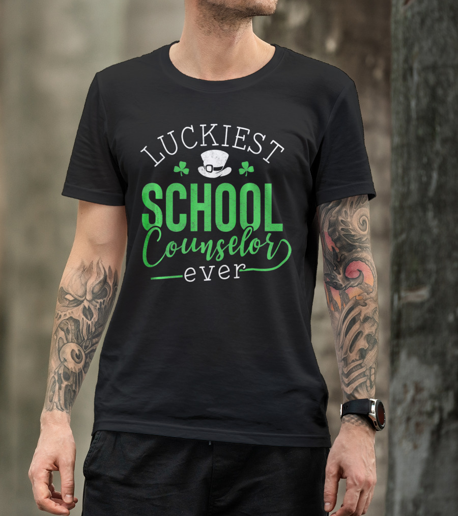 Luckiest School Counselor Ever St Patricks Hat Shamrock T-Shirt