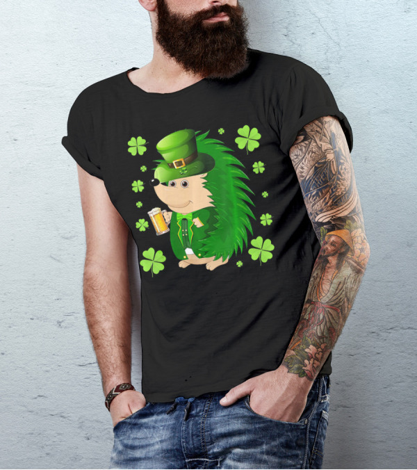 Funny Hedgichaun Leprechaun Clover Beer St. Patrick's Day T-Shirt