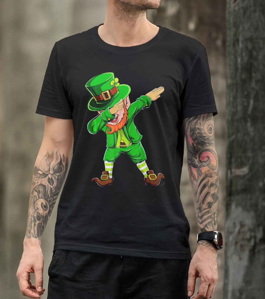 Dabbing Leprechaun Funny St Patrick Day Green Costume Irish Dance T-Shirt