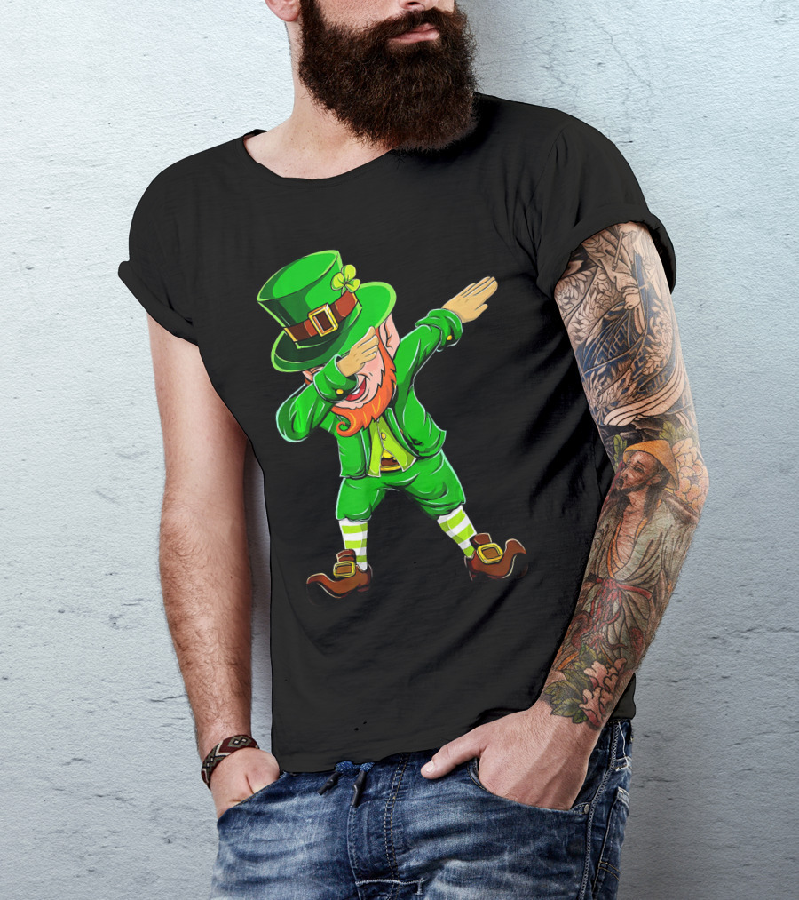 Dabbing Leprechaun Funny St Patrick Day Green Costume Irish Dance T-Shirt