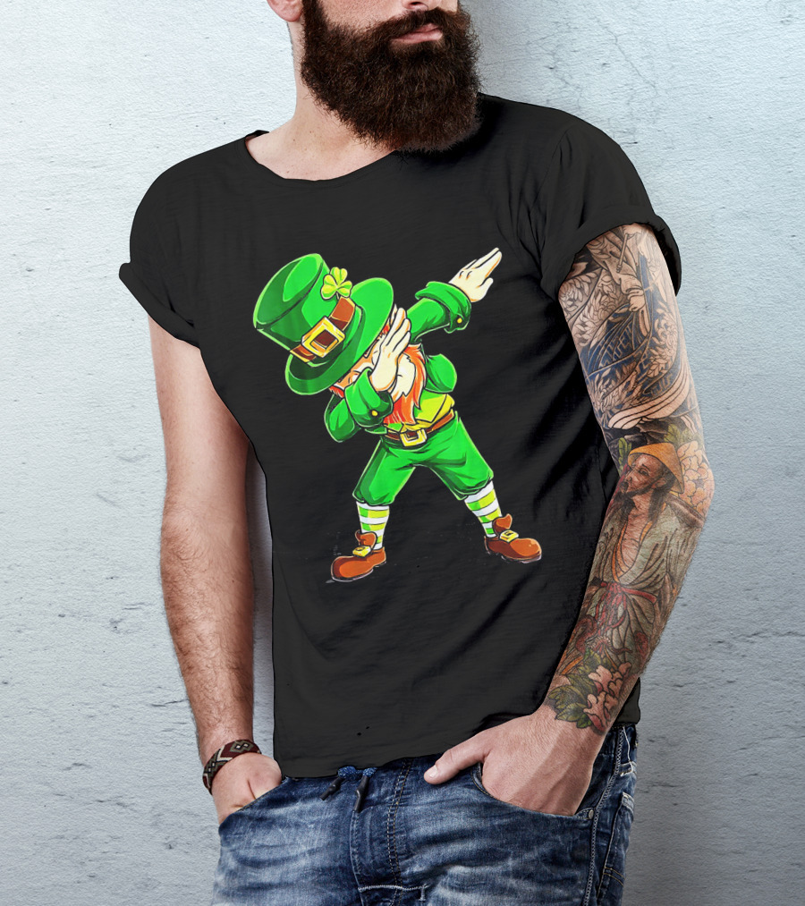 Leprechaun Dabbing Dance Pose In Green Costume T-Shirt