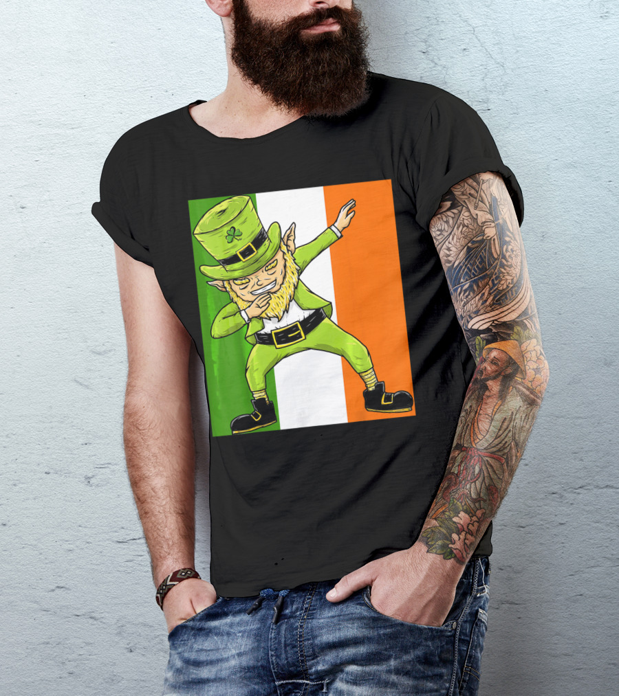 Irish Flag Dabbing Leprechaun St Patrick's Day T-Shirt