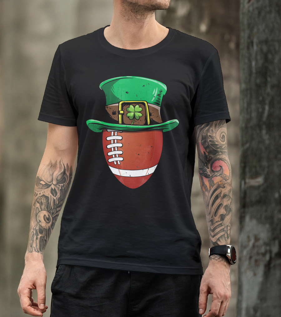 Leprechaun Hat Shamrock American Football Ball T-Shirt