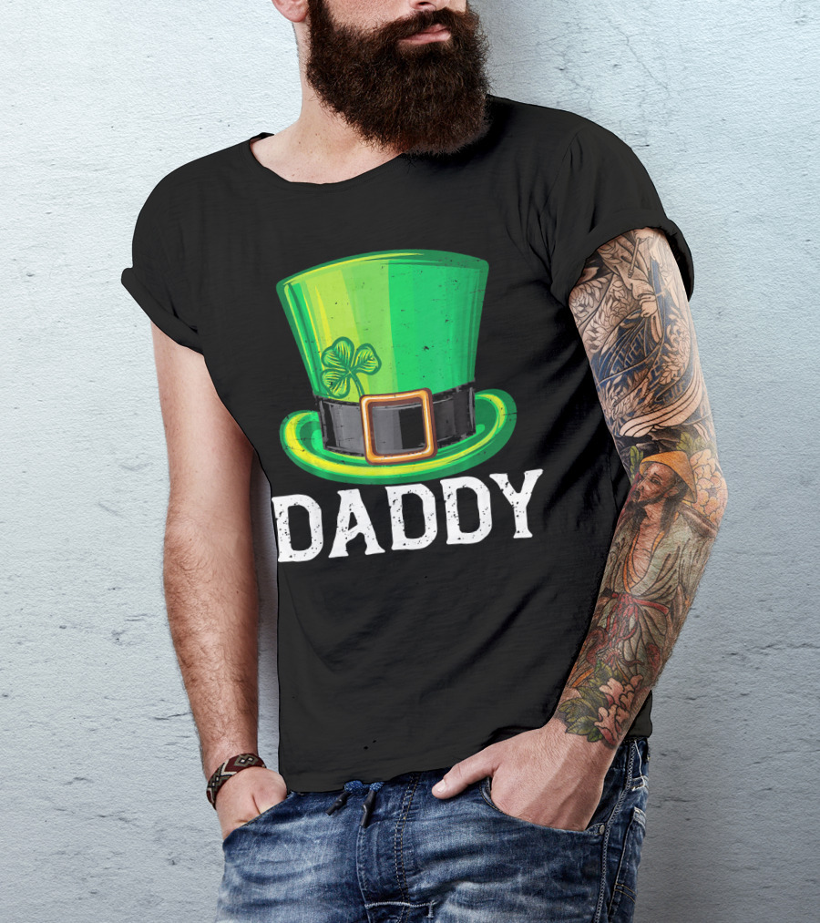 Daddy Leprechaun Hat Shamrock Matching Family T-Shirt