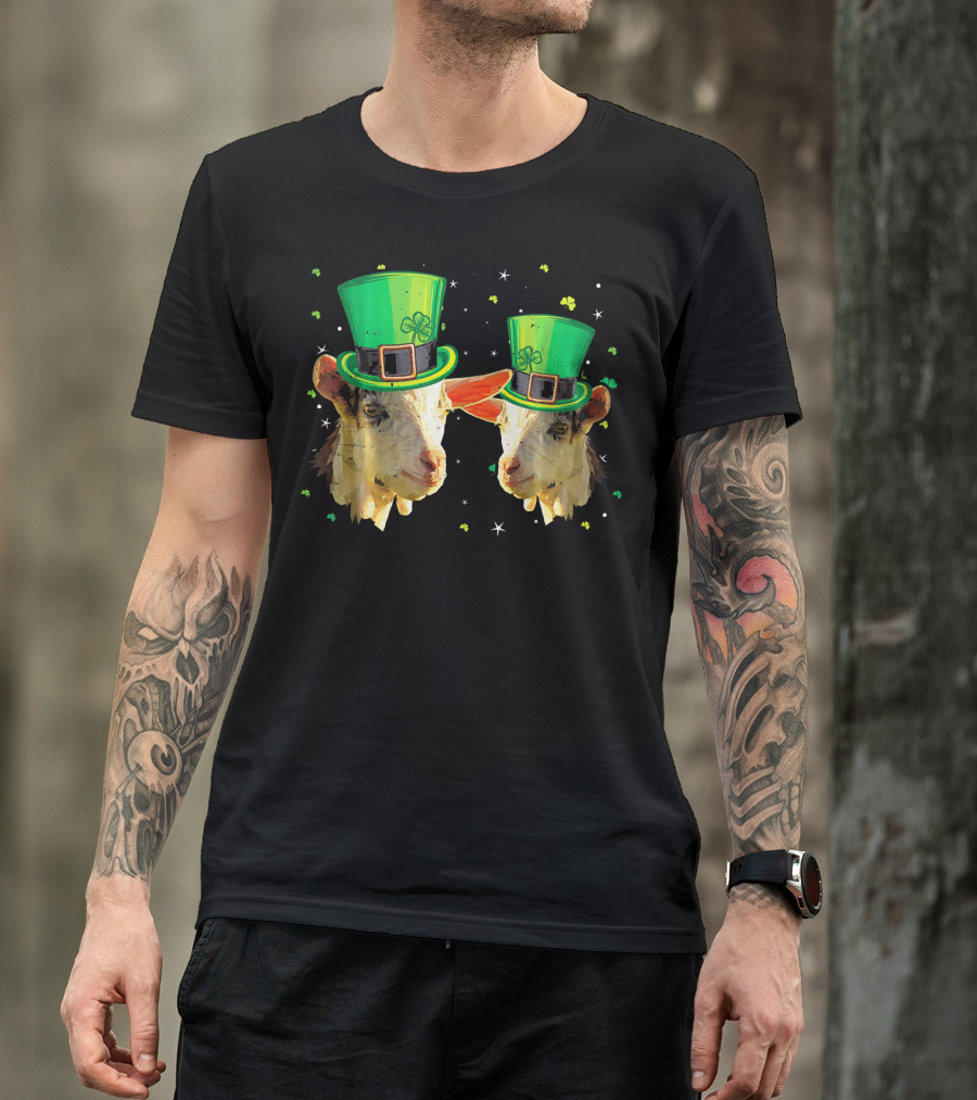 Two Goats In Leprechaun Hats For St Patricks T-Shirt