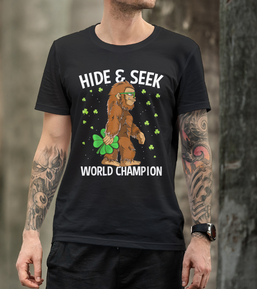 Hide And Seek World Champion Bigfoot Shamrock St Patrick's Day T-Shirt