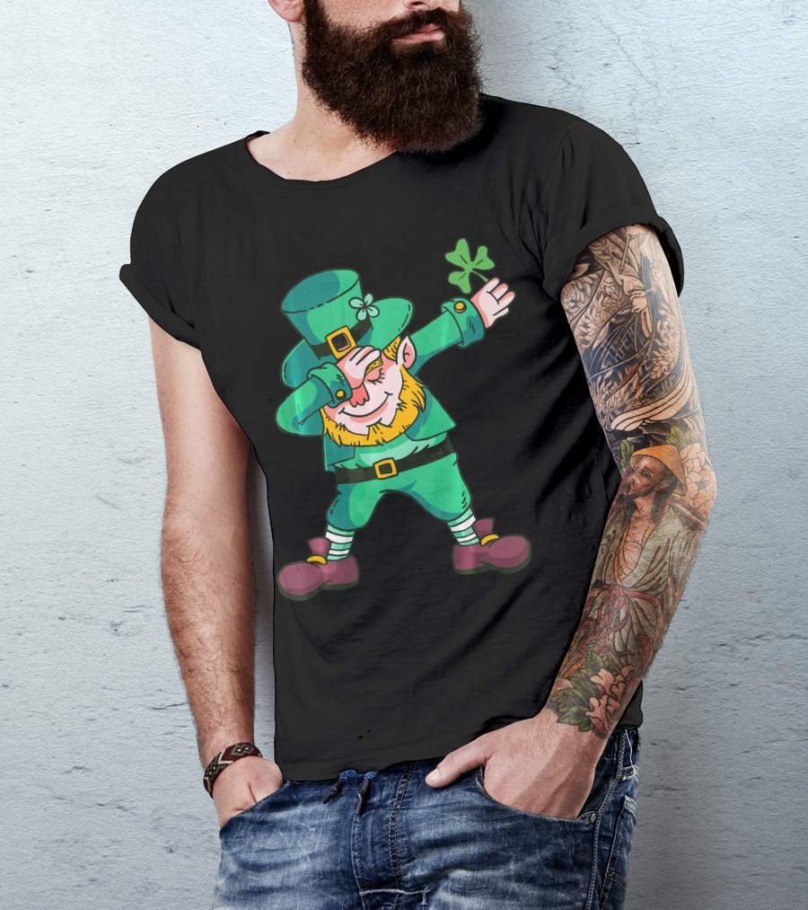 Dabbing Leprechaun Irish Shamrock T-Shirt