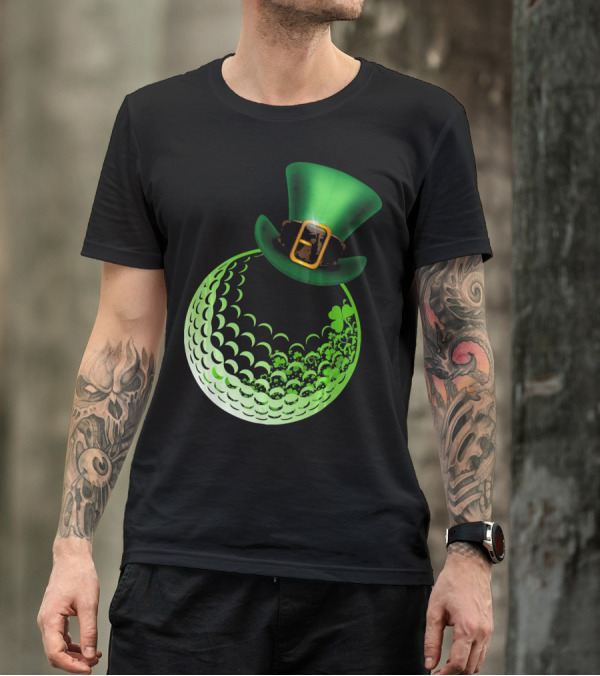 Shamrock Golf Ball With Leprechaun Hat St Patrick's Day Fun T-Shirt