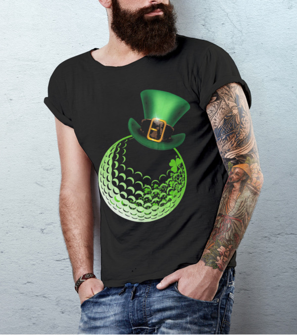 Shamrock Golf Ball With Leprechaun Hat St Patrick's Day Fun T-Shirt