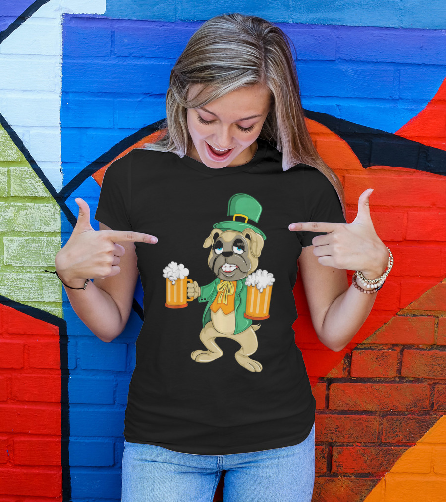 Irish Leprechaun Pug With Beers For St. Patrick's T-Shirt