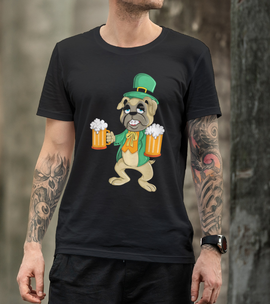 Irish Leprechaun Pug With Beers For St. Patrick's T-Shirt