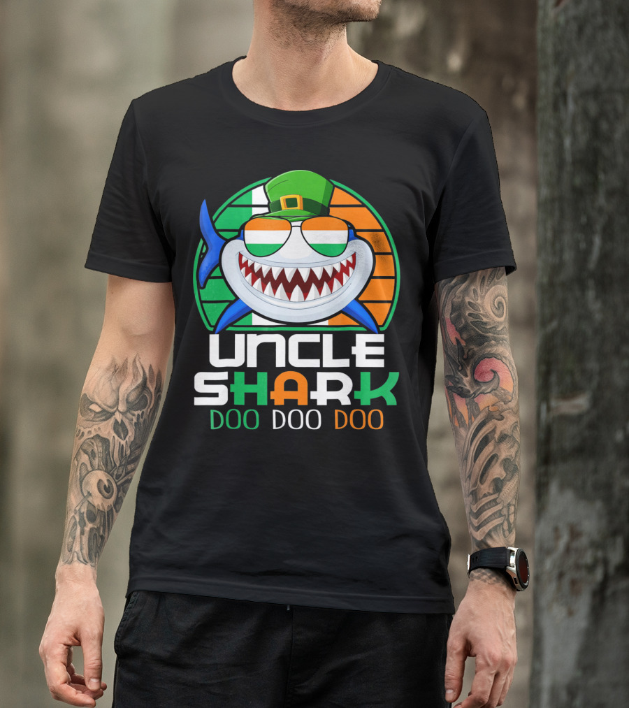 Uncle Shark Doo Doo Doo Funny St. Patrick's Day Irish Hat And Colors T-Shirt