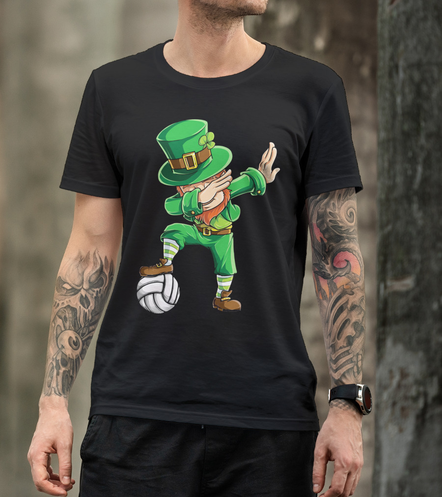 Dabbing Leprechaun With Volleyball T-Shirt