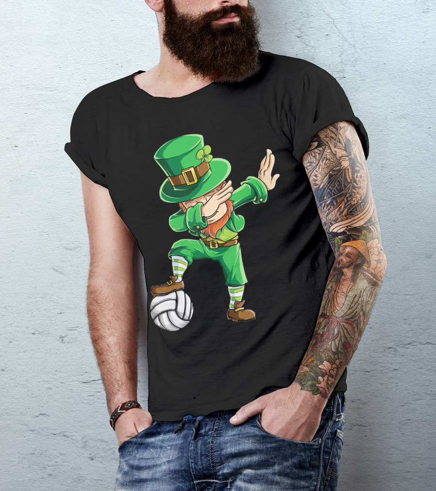 Dabbing Leprechaun With Volleyball T-Shirt