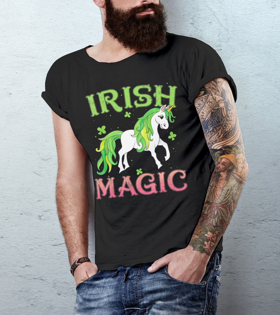Irish Magic Unicorn Clover T-Shirt