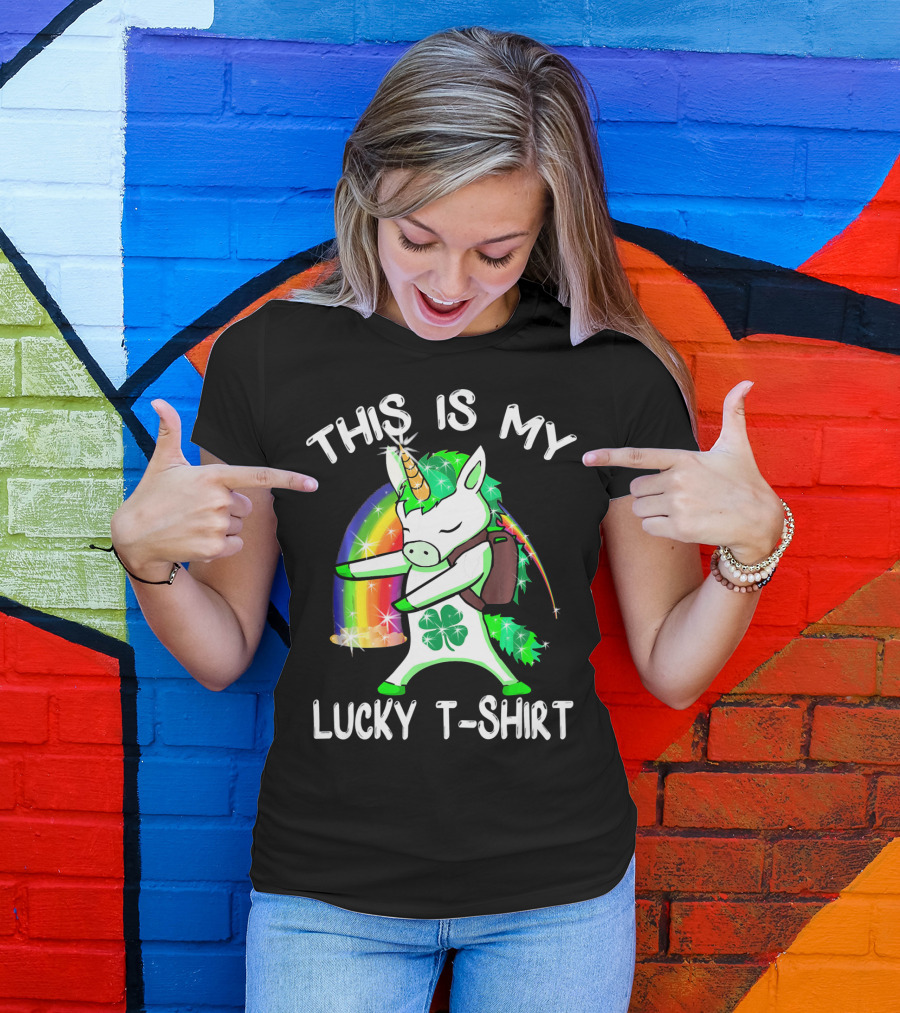 THIS IS MY LUCKY T-SHIRT LEPRICORN UNICORN RAINBOW CLOVER SPARKLE DAB T-Shirt