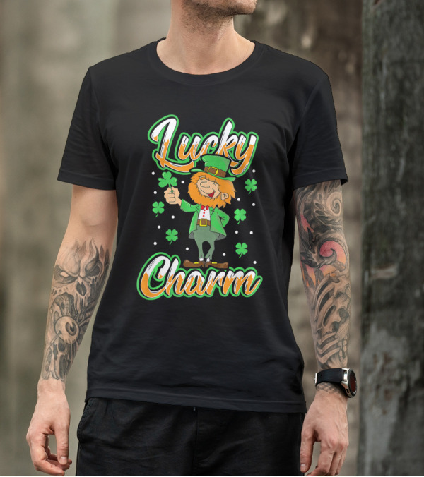 Lucky Charm St. Patrick's Day Leprechaun With Shamrocks T-Shirt