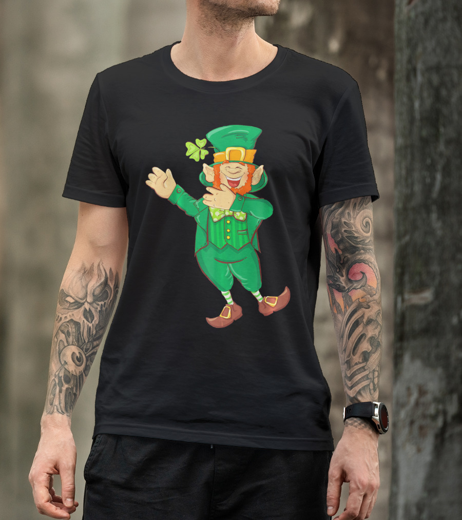 St Paddy Leprechaun Dabbing Dance Saint Clover Green T-Shirt