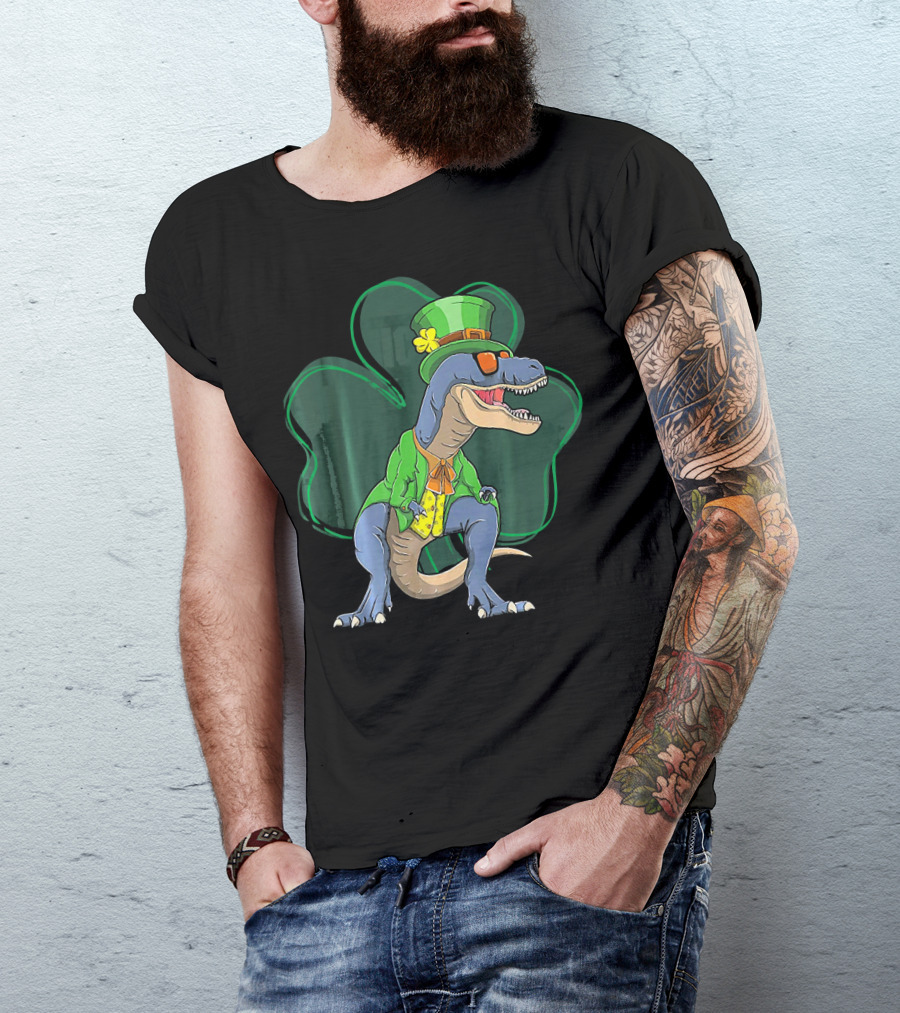 St. Pat Rex Day Leprechaun Dinosaur Shamrock Funny St. Patrick's Day T-Shirt