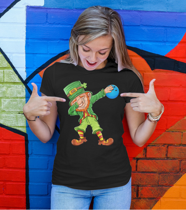 Bowling Leprechaun Dabbing With Bowling Ball T-Shirt