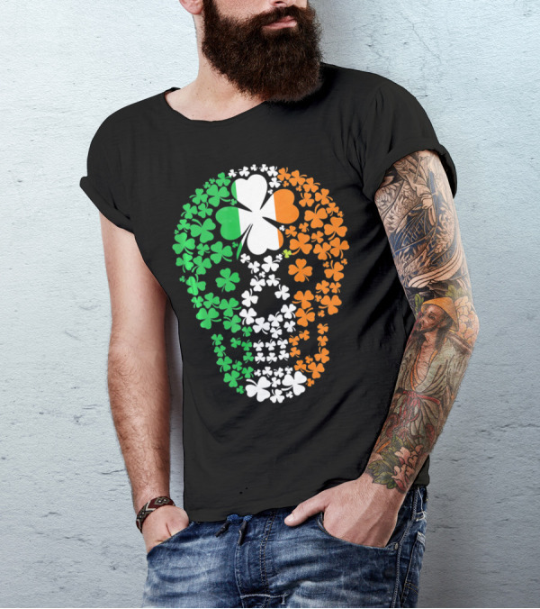 Vintage Shamrock Skull Ireland St Patrick's Day T-Shirt