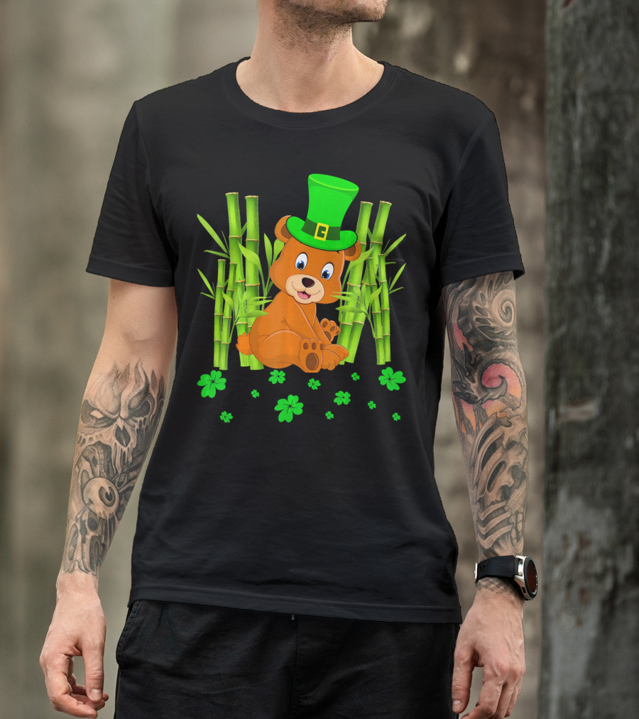 Leprechaun Bear Shamrock Bamboo St Patricks Day T-Shirt