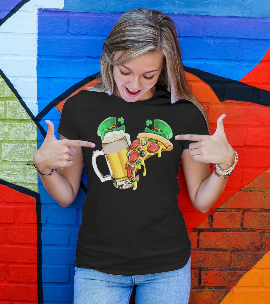 Beer Pizza Leprechaun Hat St. Patrick's Day T-Shirt