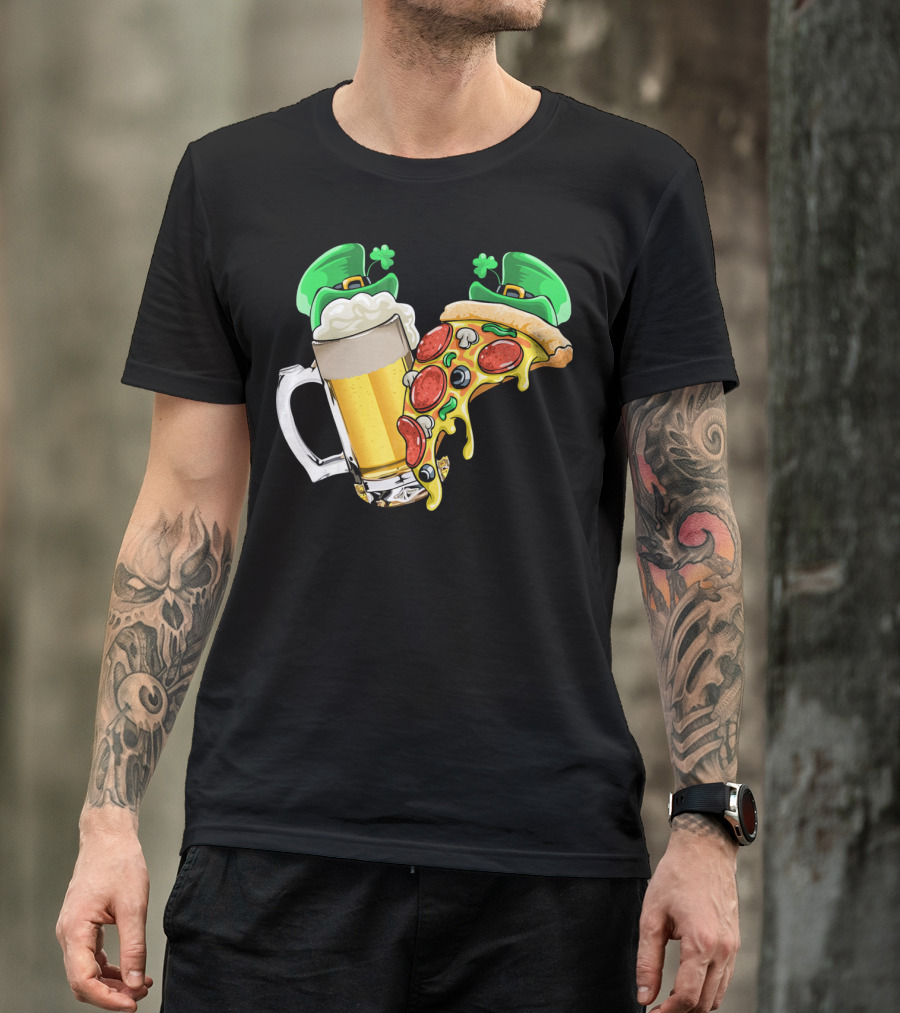 Beer Pizza Leprechaun Hat St. Patrick's Day T-Shirt