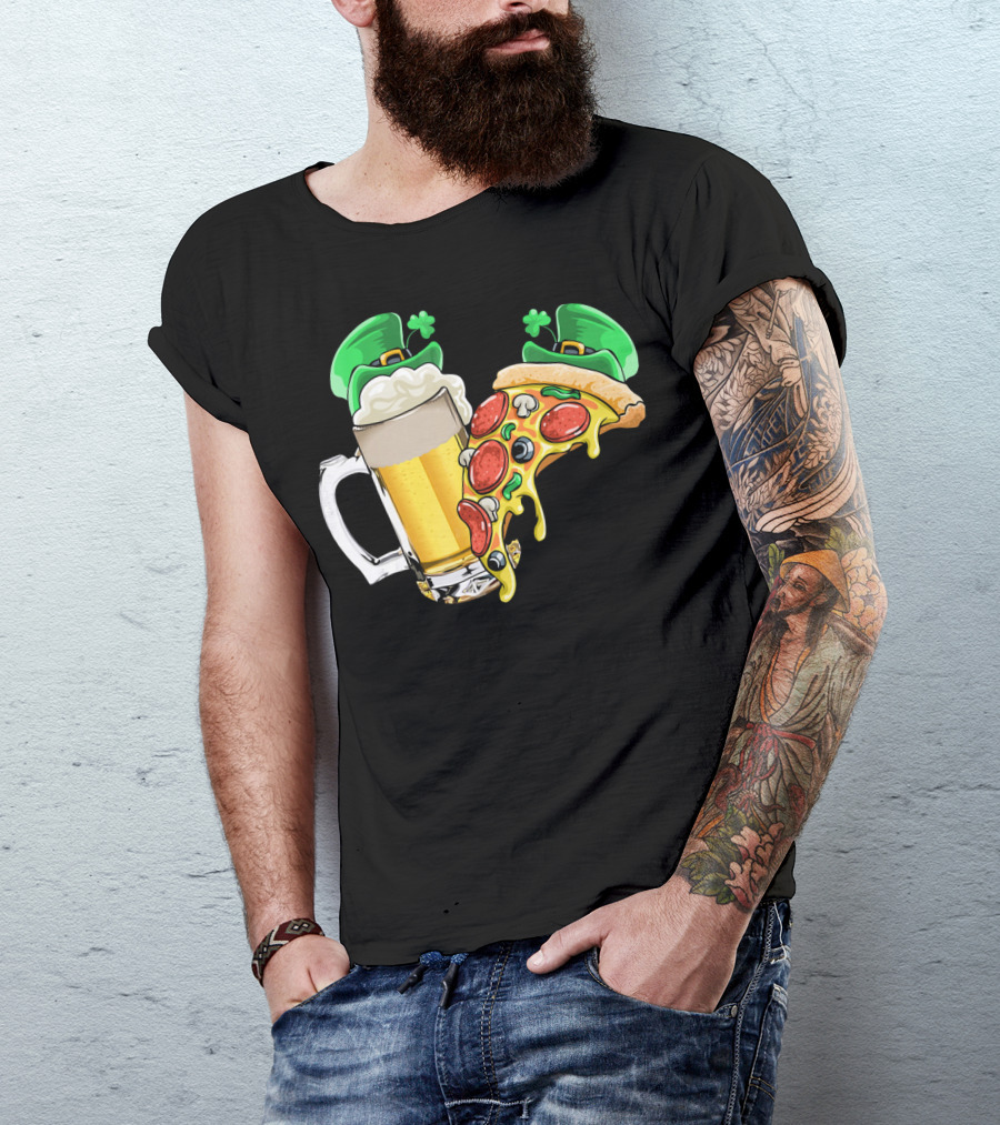 Beer Pizza Leprechaun Hat St. Patrick's Day T-Shirt