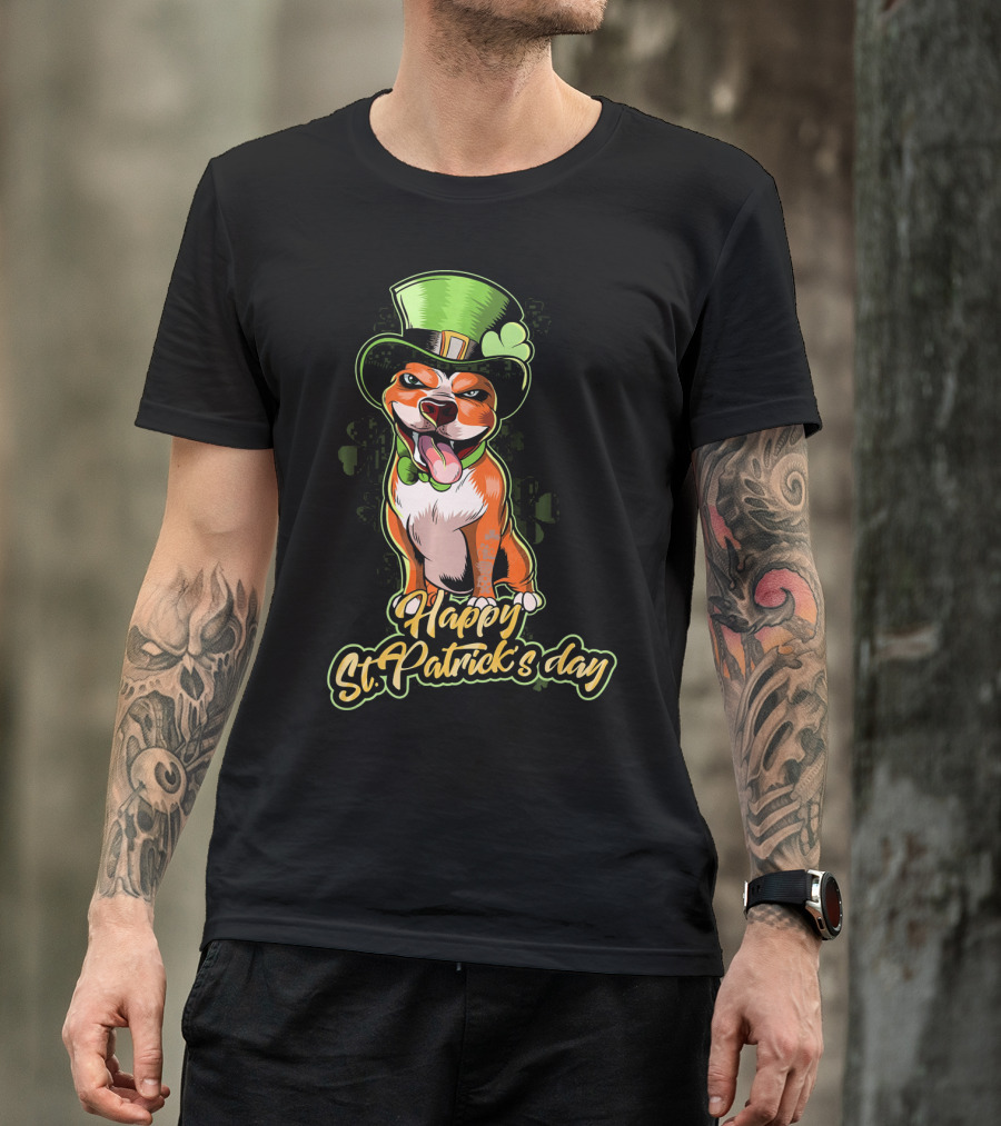 Happy St. Patrick's Day Pit Bull Cute Leprechaun T-Shirt