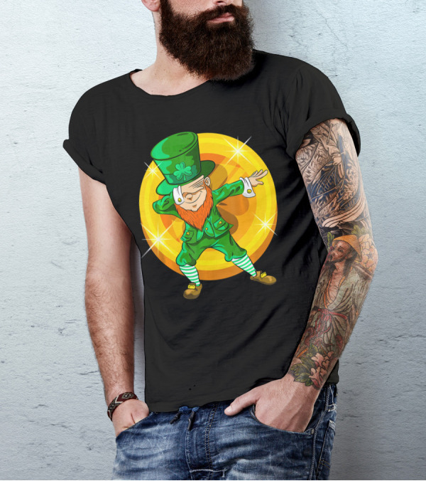 Dabbing Leprechaun With Gold Coin St Pat T-Shirt