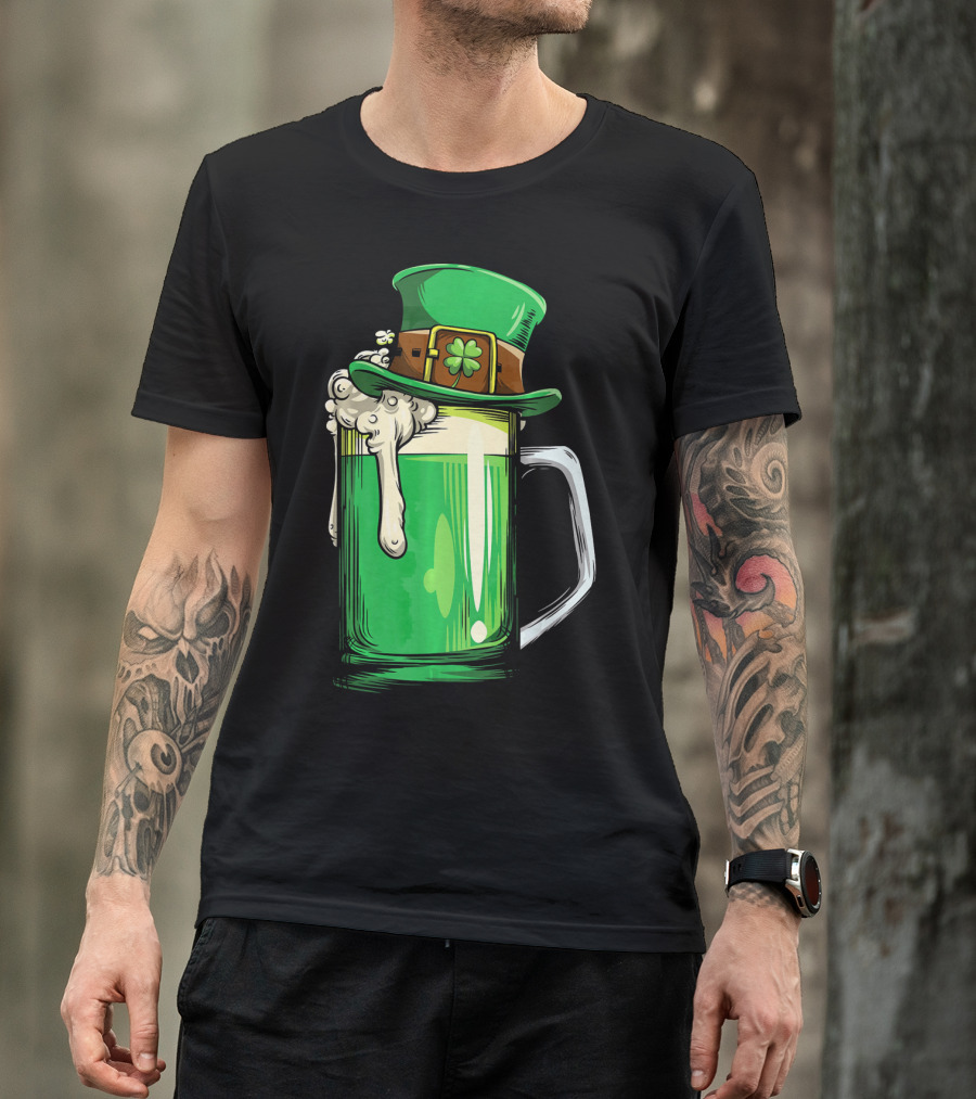 St Patrick Green Beer Leprechaun Hat Shamrock T-Shirt