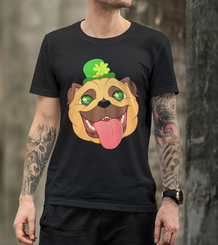 St Patricks Day Pug Leprechaun Irish Shamrock Hat T-Shirt
