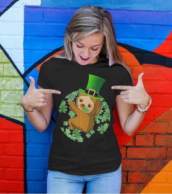Leprechaun Hat Sloth Shamrock T-Shirt