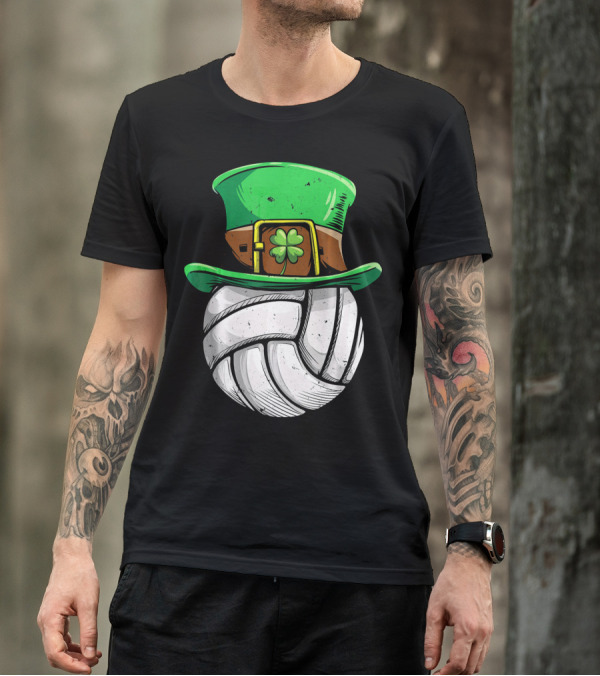Volleyball Leprechaun Hat With Shamrock T-Shirt
