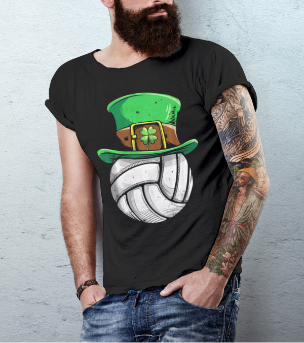 Volleyball Leprechaun Hat With Shamrock T-Shirt
