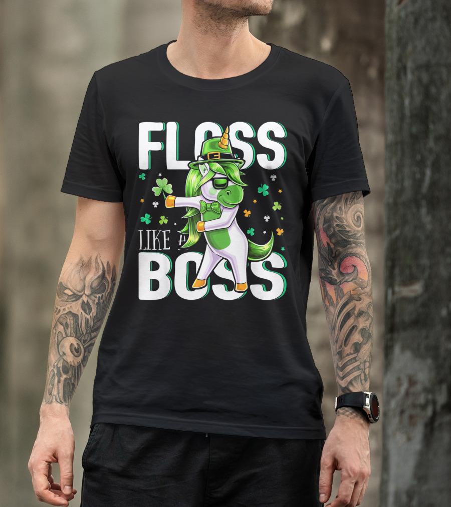 Floss Like A Boss St. Patricks Day Unicorn T-Shirt