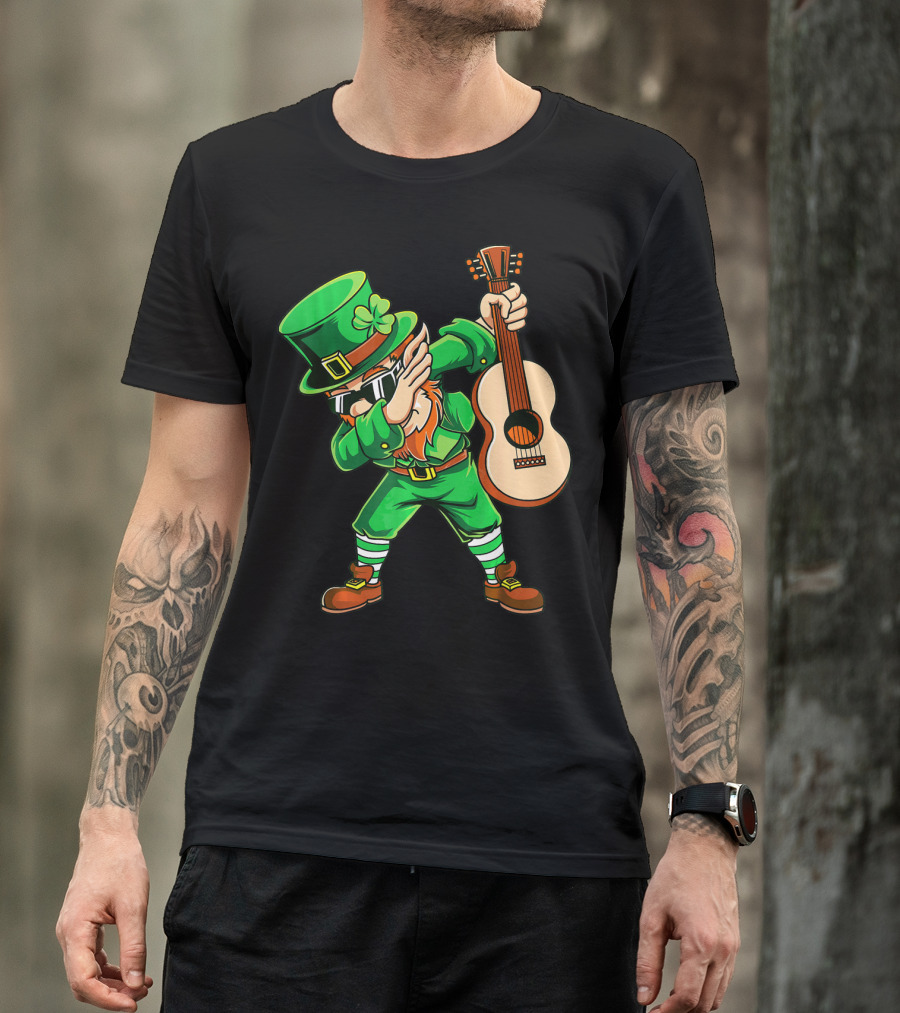 Dabbing Leprechaun With Guitar For St Patrick's Day T-Shirt