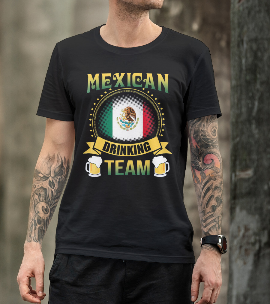 Mexican Drinking Team Patricks Day Flag And Beer Mug T-Shirt