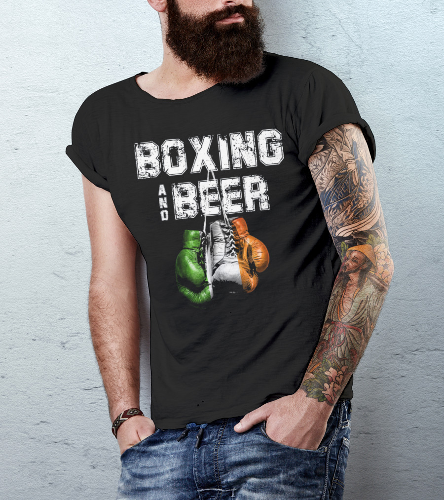 Boxing And Beer Irish Flag Colors Humor T-Shirt