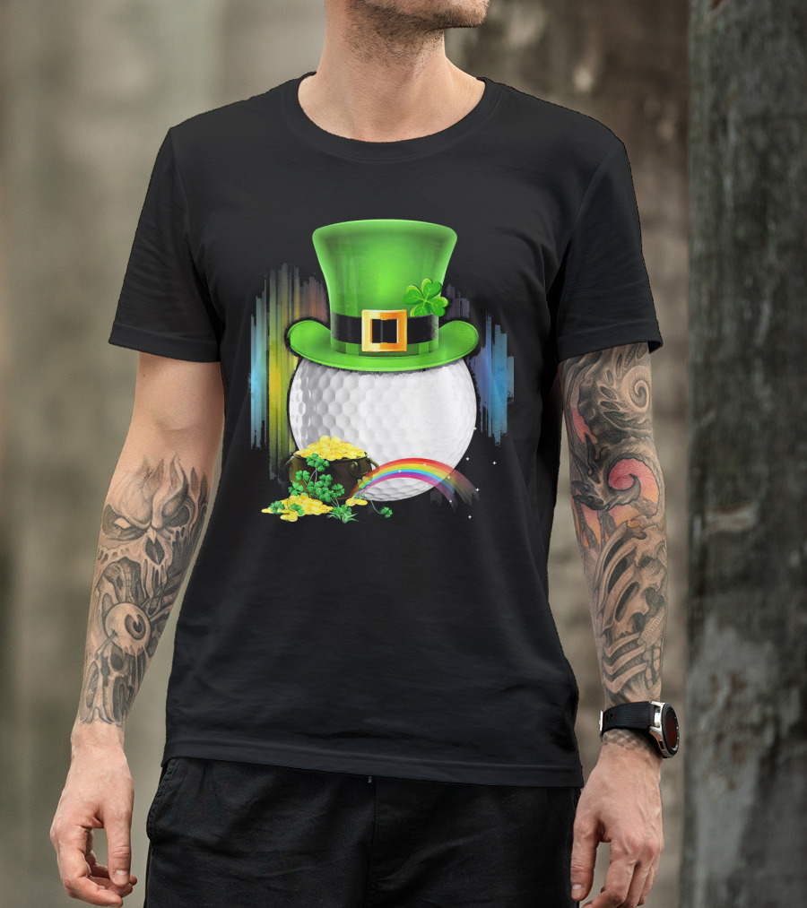 Golf Leprechaun Coin Rainbow Saint Patrick's Day T-Shirt