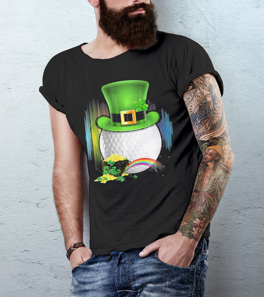 Golf Leprechaun Coin Rainbow Saint Patrick's Day T-Shirt