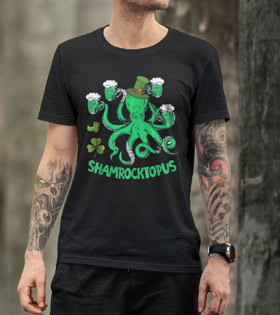 Shamrocktopus Leprechaun Hat Beer Mugs St. Patrick's Day T-Shirt