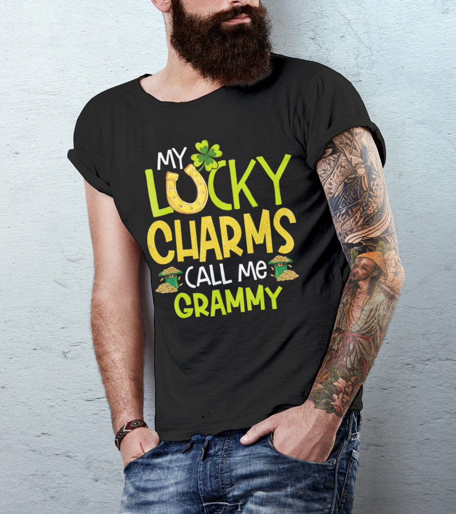 My Lucky Charms Call Me Grammy With Horseshoe Clover Gold Pots T-Shirt