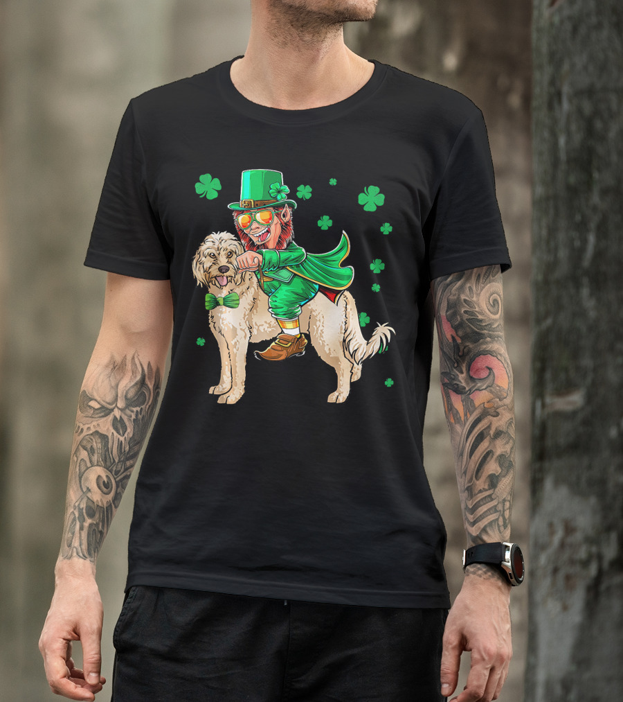 Leprechaun Riding Cockapoo With Shamrocks For St. Patrick's Day T-Shirt