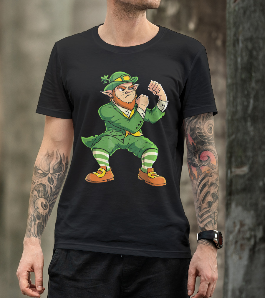 Angry Leprechaun Fist Fighting Saint Patrick's Day Iconic T-Shirt